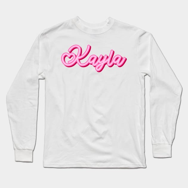 Kayla name pink heart Long Sleeve T-Shirt by maoudraw